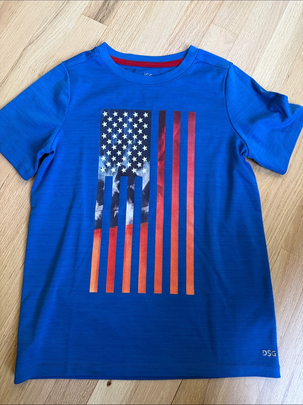 DSG Blue Short-Sleeve Tee with Stylized Flag Graphic